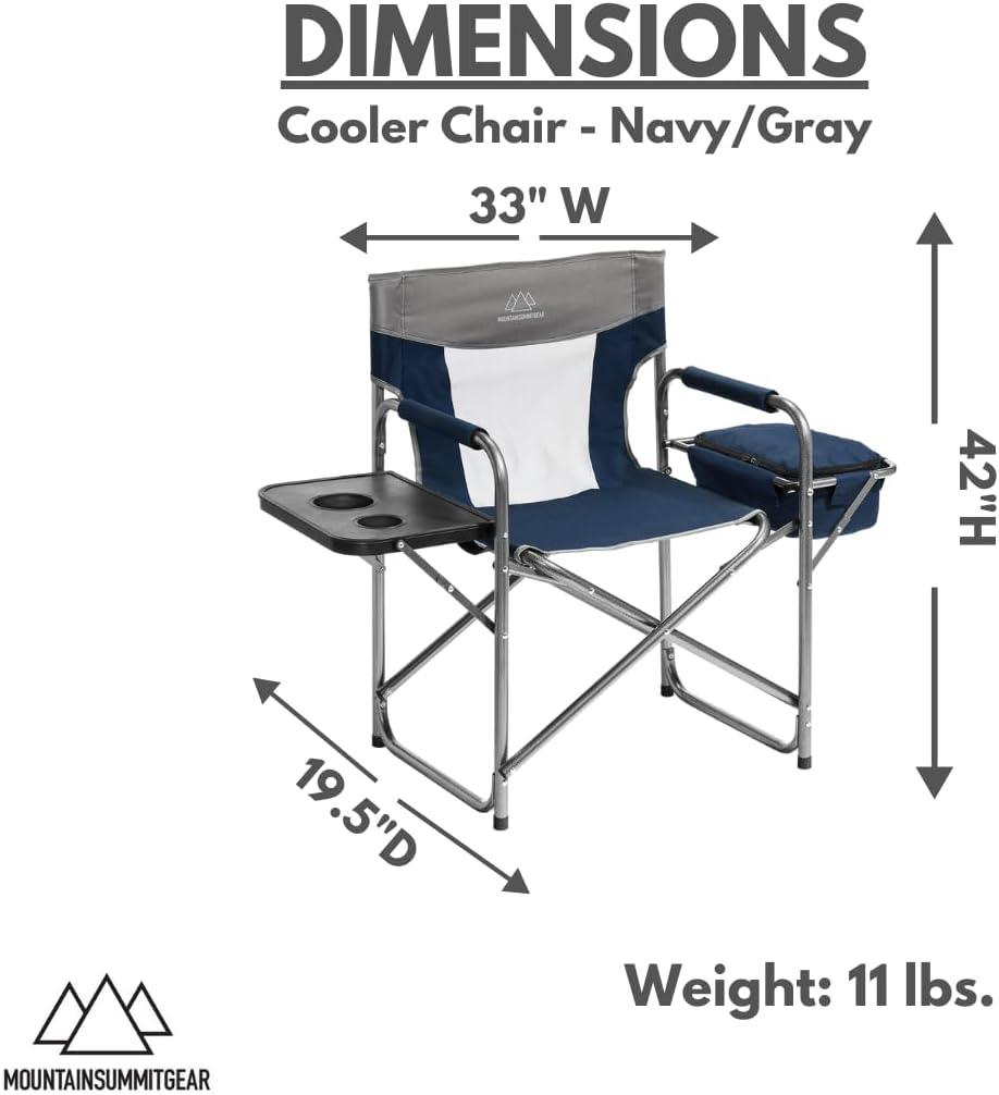 Navy Steel Frame Camping Chair with Cooler and Table