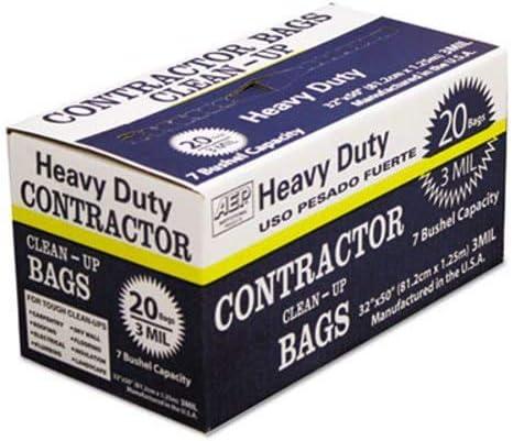 Berry Global 45 Gallon Contractor Bag 32" x 50" Low Density 3 mil Black 20 Bags/Box (0186470-181844)
