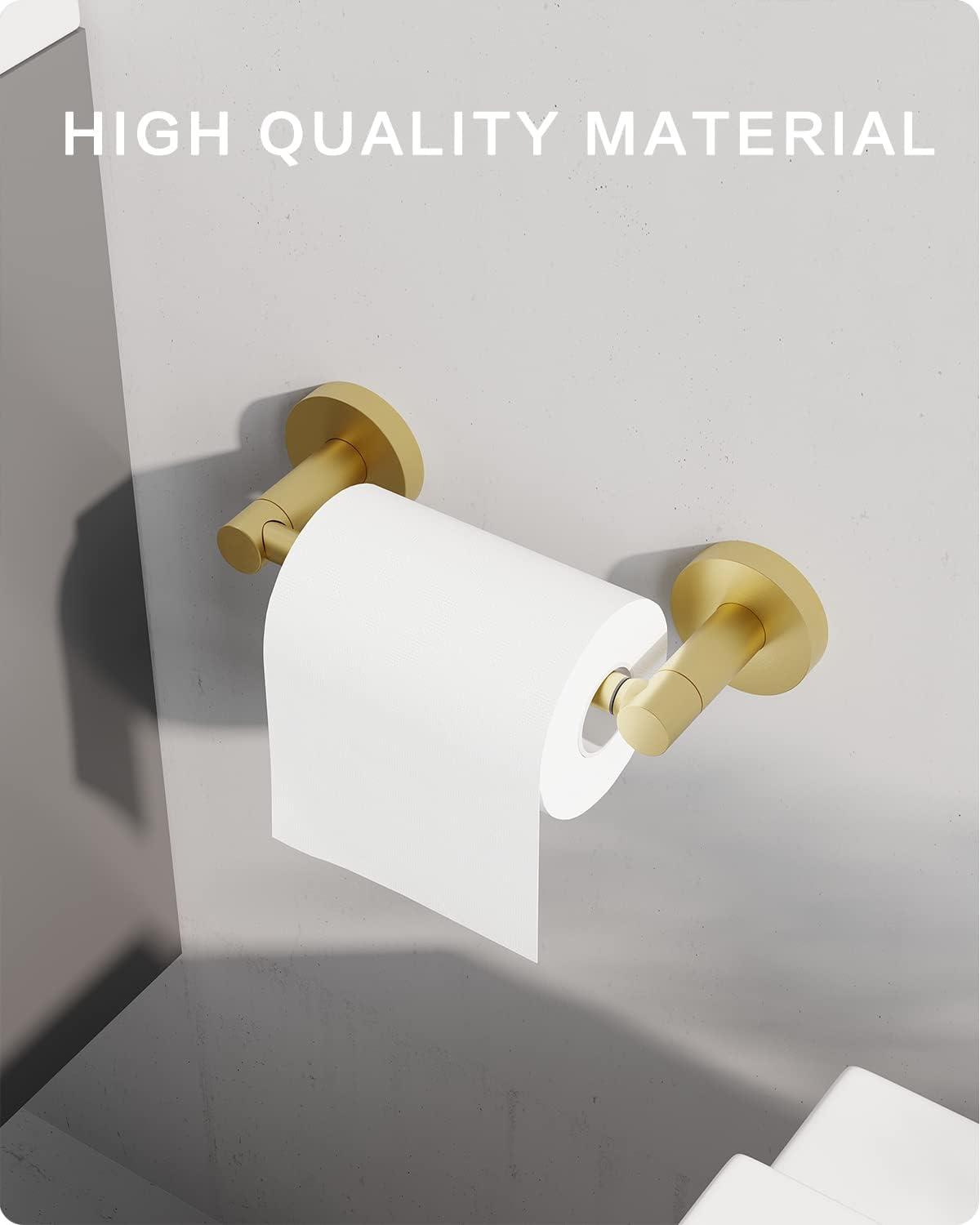 Fixsen Gold Toilet Paper Holder Bathroom Double Post Pivoting Tissue Roll Holder Stainless Steel and Zinc Alloy Wall Mount Detachable (Gold, 1)