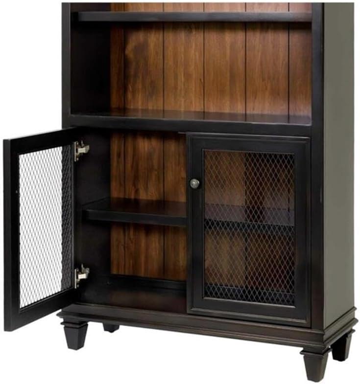 78" Hartford Bookcase with Lower Doors Brown - Martin Furniture: Metal Hardware, Wood Frame, No Assembly Required