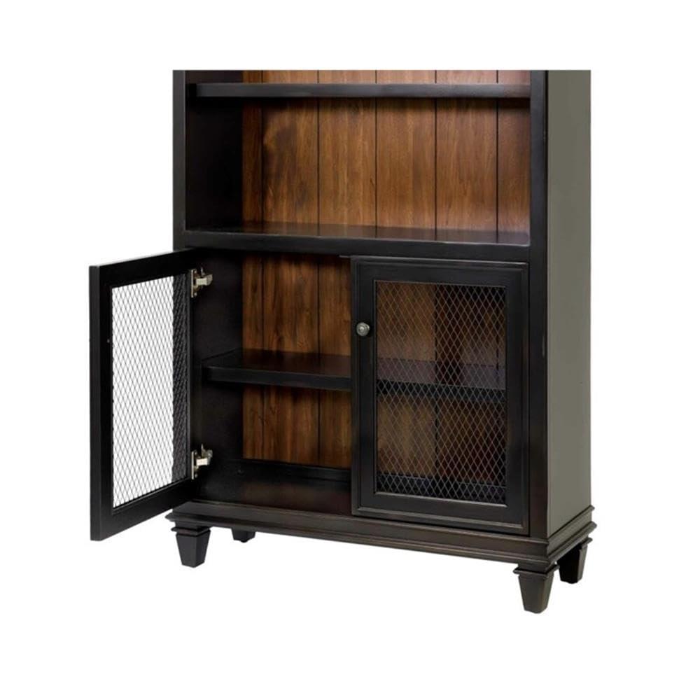 78" Hartford Bookcase with Lower Doors Brown - Martin Furniture: Metal Hardware, Wood Frame, No Assembly Required