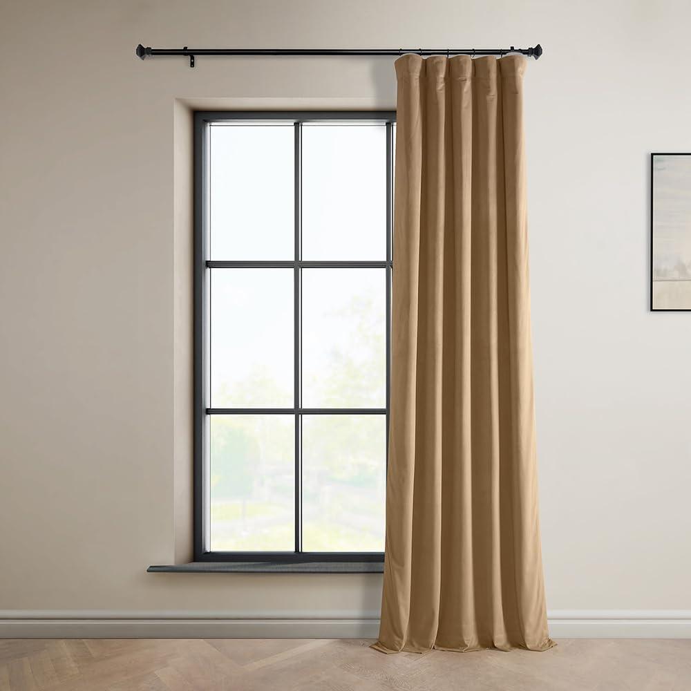 HPD Half Price Drapes Spiced Rum Heritage Plush Velvet Room Darkening Curtains for Bedroom & Living Room Curtains (1 Panel), Window Curtains 108 inches long, Rod Pocket Curtains & Drapes, 50W X 108L