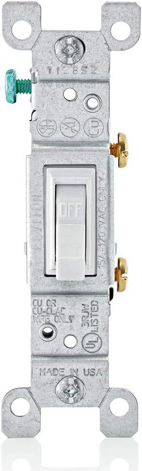 White Thermoplastic Single-Pole Toggle Switch, 15 Amp