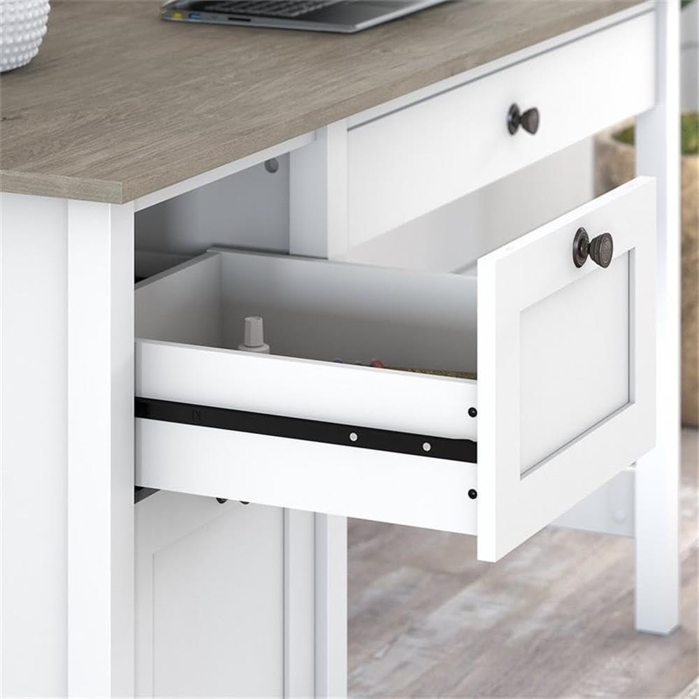 54W Mayfield Computer Desk with Drawers Shiplap Gray/Pure White - Bush Furniture: Home Office Workstation