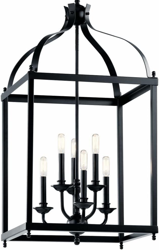 Larkin 18" Black Steel Cage 6-Light Modern Chandelier