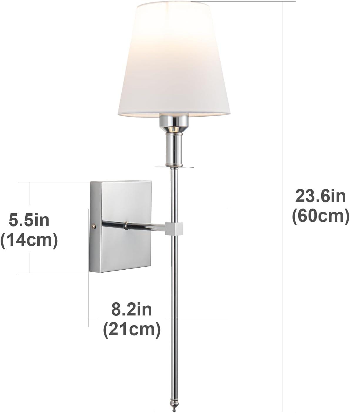 Chrome Battery Operated Dimmable Wall Sconce Set with Remote