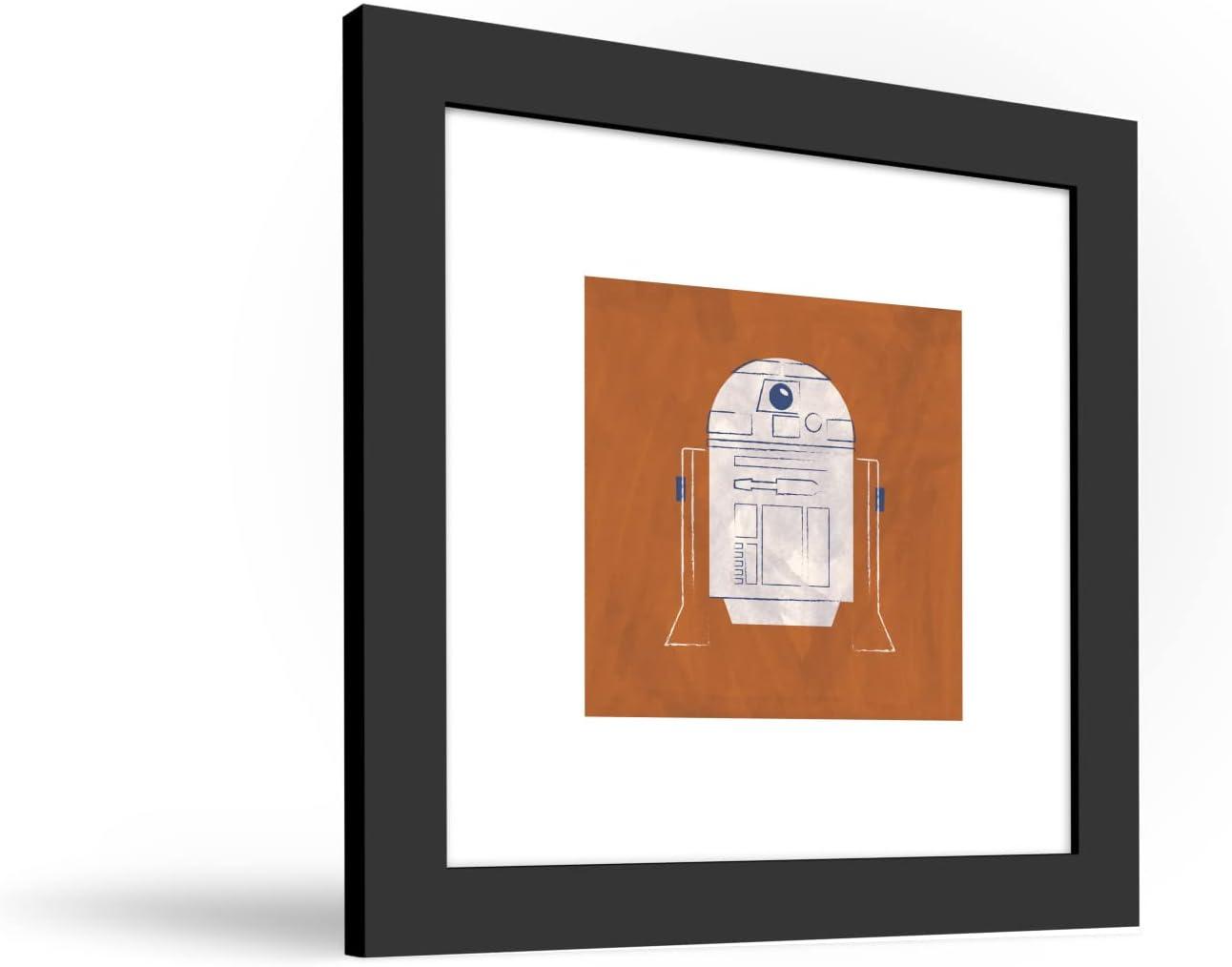 Gallery Pops Star Wars: Saga - Neutral Abstract R2-D2 Wall Art, Black Framed Version, 12" x 12"