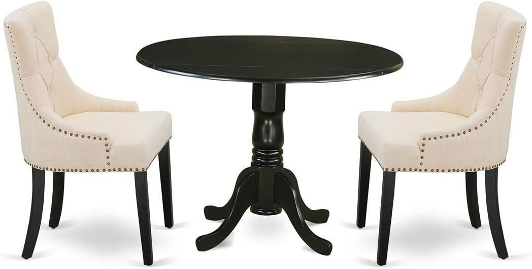 East West Furniture Dublin 3-piece Wood Dining Set in Black/Light Beige