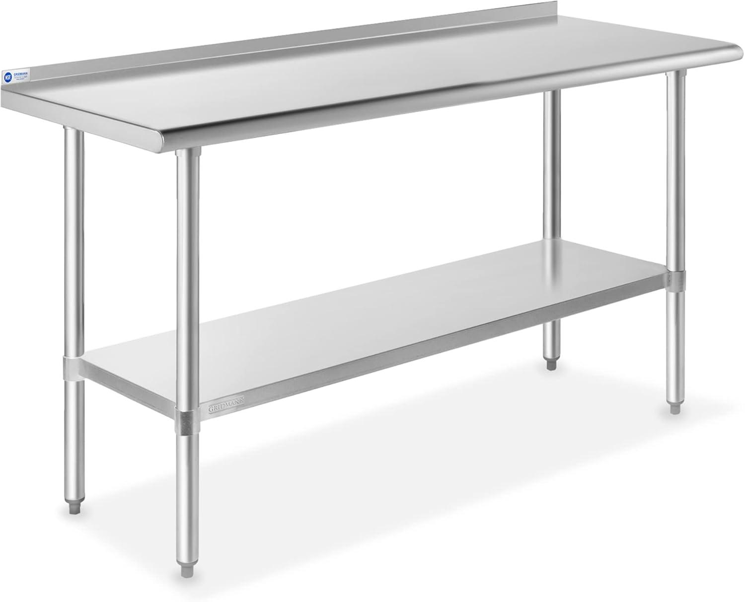 24" W x 60" L Stainless Steel Work Table with Backsplash & Undershelf