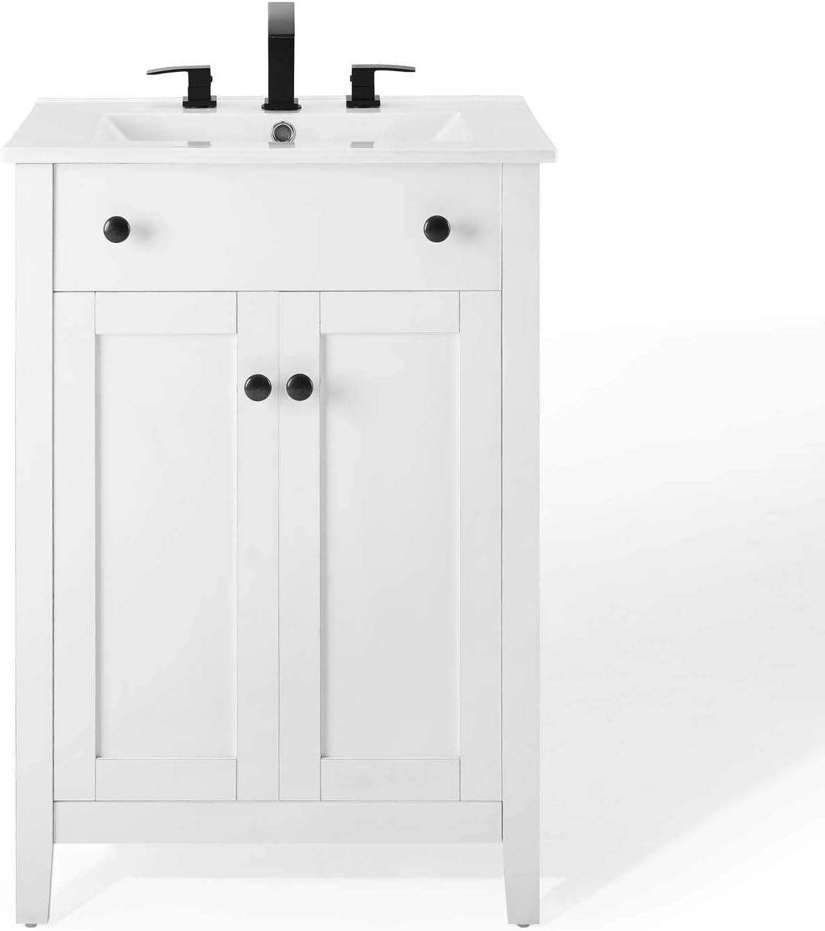 Nantucket 24" Sleek White Bathroom Vanity with Soft-Close Doors