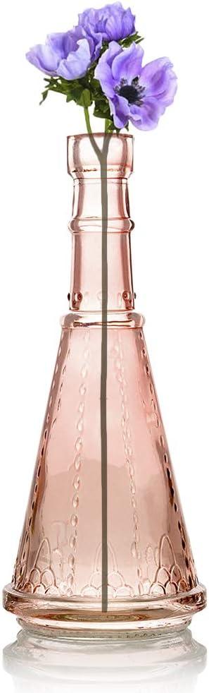 PaperLanternStore.com Marguerite Turquoise Vintage Glass Bottle Glassware Flower Vase