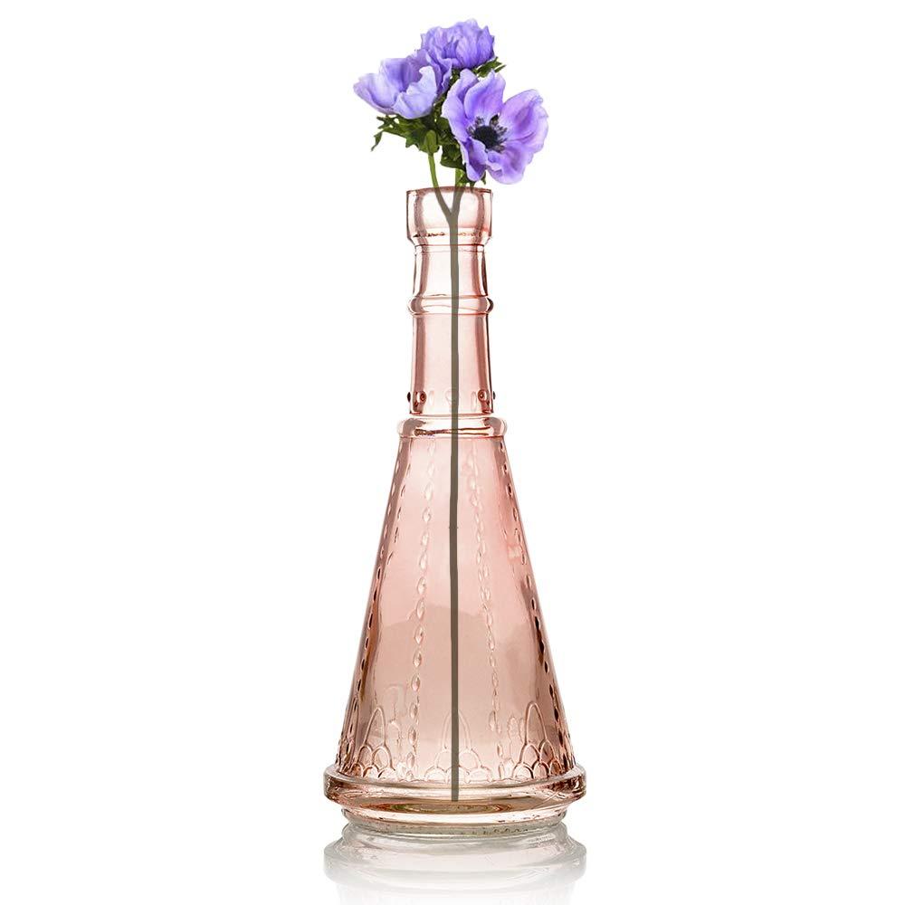 PaperLanternStore.com Marguerite Turquoise Vintage Glass Bottle Glassware Flower Vase
