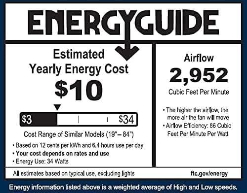 Kathy Ireland Home Curva Sky LED Outdoor Ceiling Fan with Light Kit, 52 Inch | Modern Fixture with 6-Speed Remote Control | Low Profile with Downrod Mount, Appliance White [CF252LWW]