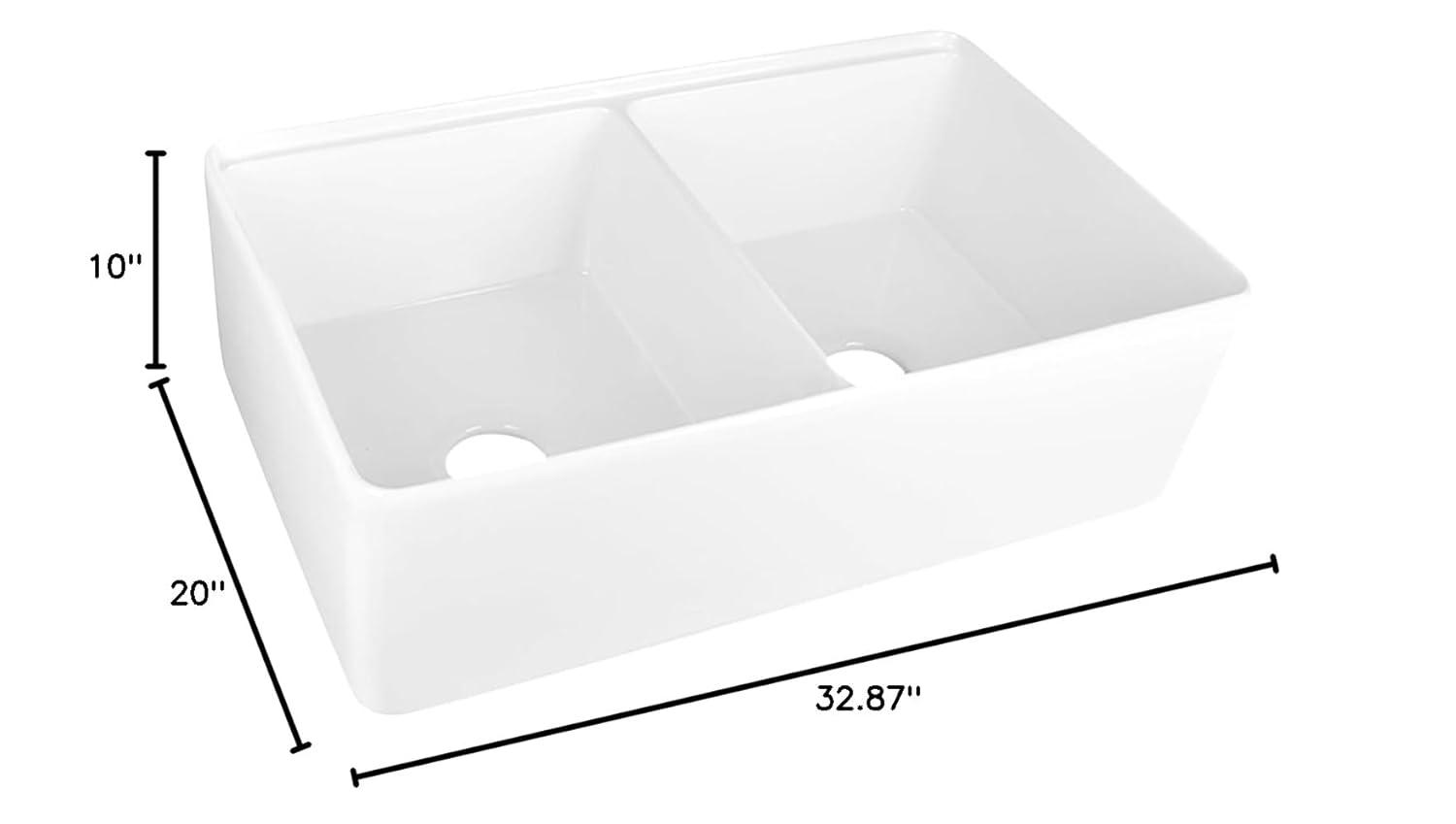DeerValley 33" L X 20" W Double Basin Workstation Farmhouse Kitchen Sink With Sink Grid, Cutting Board And Dish-Drying Rack
