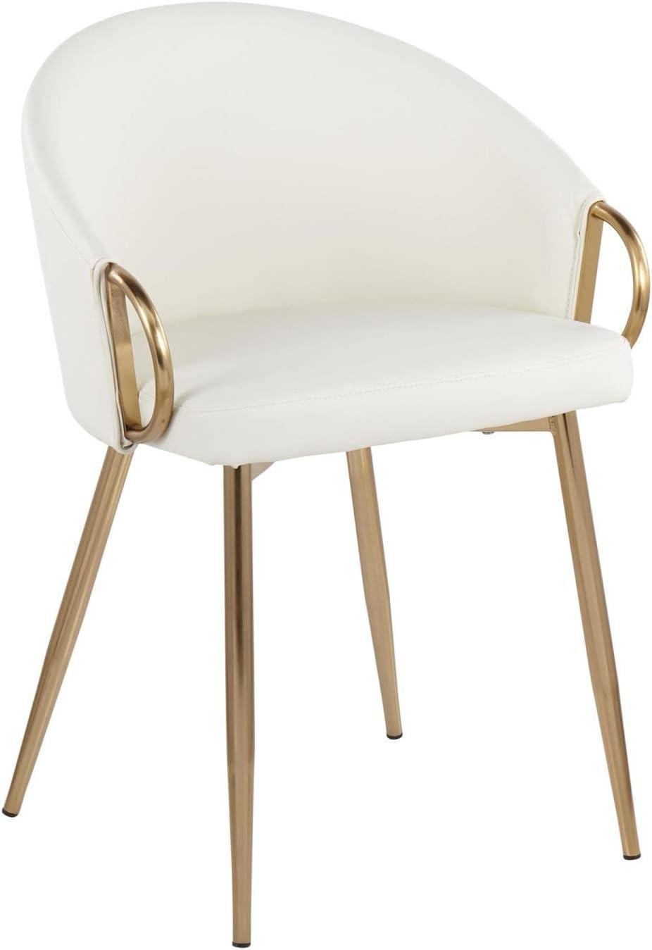 LumiSource Gold Metal, White PU Claire Chair