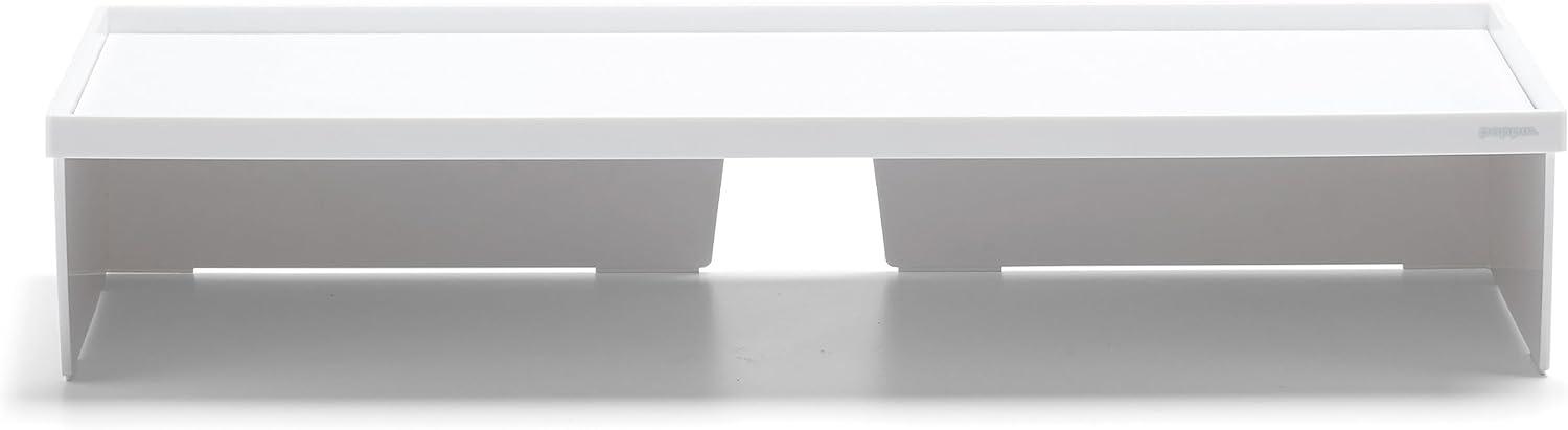 White Lacquer-Like Monitor Stand with Cable Cutout