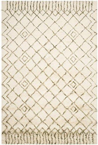 Safavieh Casablanca Contemporary Hand-Knotted Wool Runner Rug-Color:Ivory/Green,Shape:Large Rectangle,Size:8' x 10'