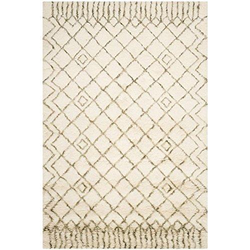 Safavieh Casablanca Contemporary Hand-Knotted Wool Runner Rug-Color:Ivory/Green,Shape:Large Rectangle,Size:8' x 10'