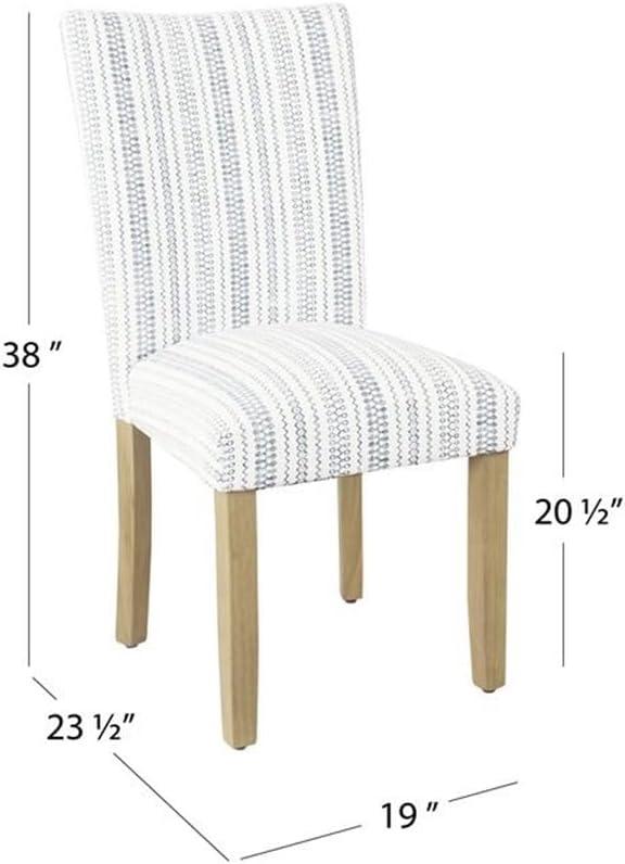 HomePop Set of 2 Parson Dining Chair Blue Farmhouse Stripe: Upholstered, Foam-Filled, Hardwood Frame