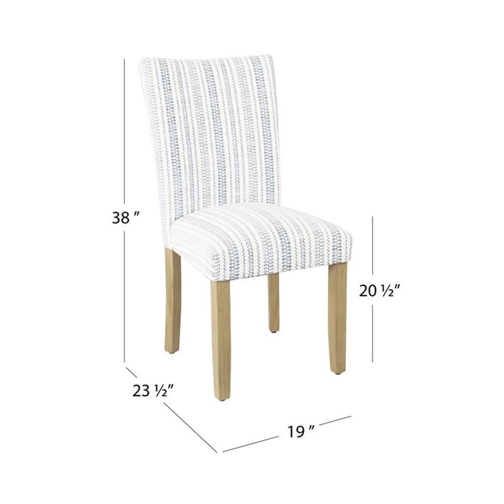 HomePop Set of 2 Parson Dining Chair Blue Farmhouse Stripe: Upholstered, Foam-Filled, Hardwood Frame