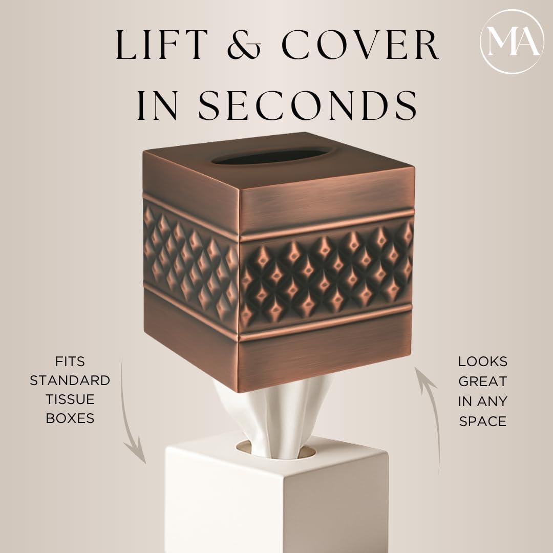 Monarch Abode Geometric Embossed Metal Tissue Box Cover