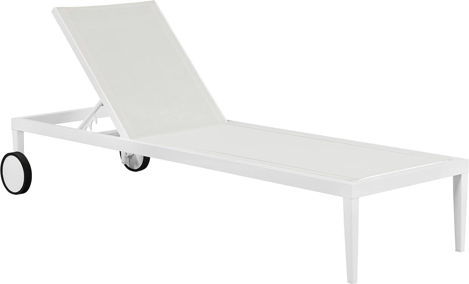 Nizuc Contemporary White Aluminum Mesh Outdoor Chaise Lounge