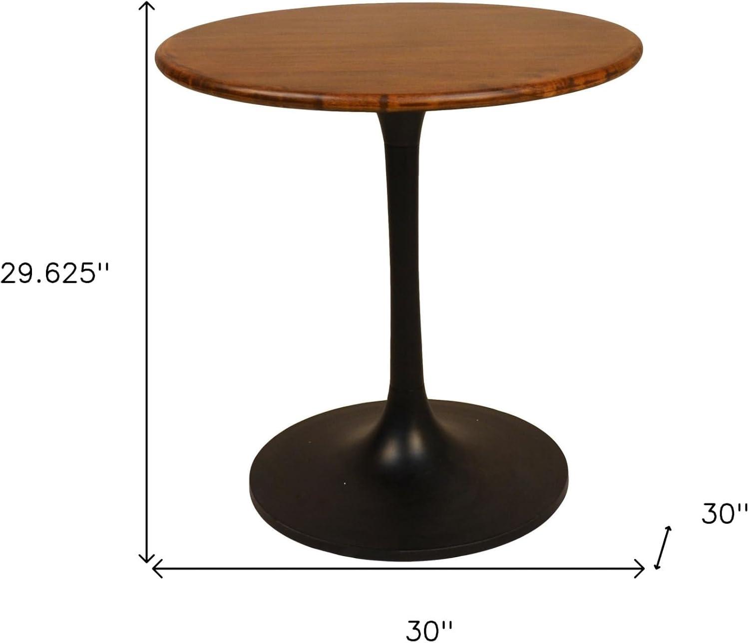 Carolina Living 30" Somerset Wood Top Round Dining Table Black: Mango Wood, Pedestal Base
