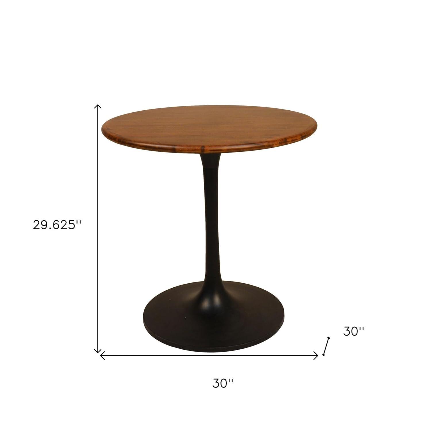 Carolina Living 30" Somerset Wood Top Round Dining Table Black: Mango Wood, Pedestal Base