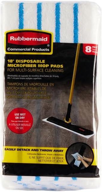 Rubbermaid Commercial Products Disposable Microfiber Pads, 8-Pack (Pads Only)