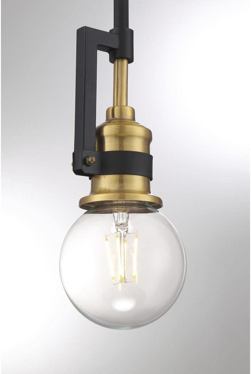 Matte Black and Brass Glass Mini Pendant Light