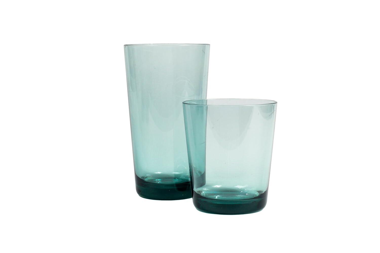 Simple Premium Plastic Drinkware 8-Piece Set for Indoor or Outdoor Use, with 4 Jumbo and 4 Double Old Fashioned Glasses, Sage Green