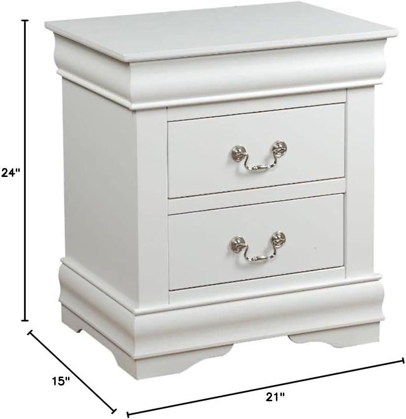 Canora Grey Esa Nightstand In Traditional Design With Two Drawers And Brushed Nickel Metal Handle | Wayfair