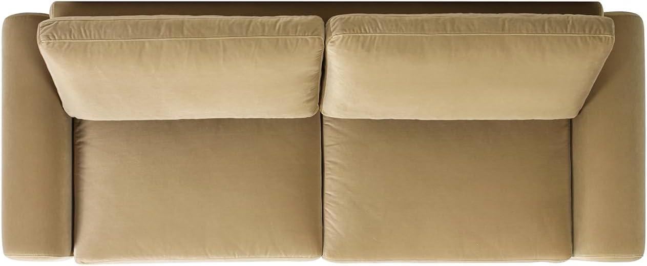 Jennifer Taylor Home Mason 85" Arched Arm Sofa, Camel Brown Beige Performance Velvet