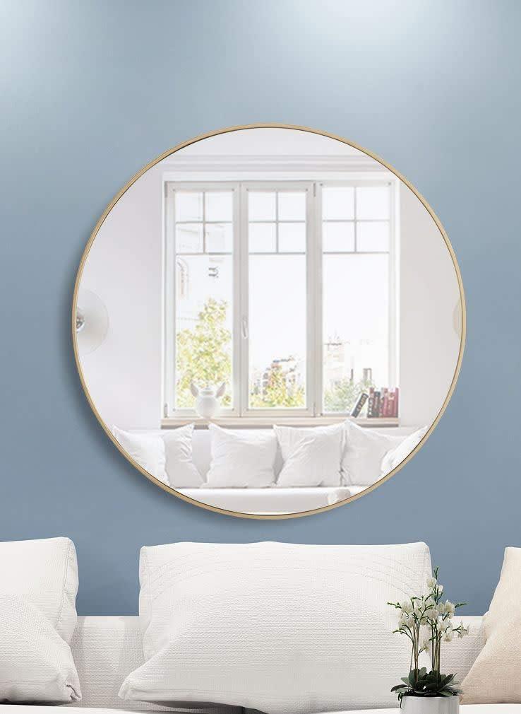 Elegant Lighting Metal frame Round Mirror 42 inch Silver finish