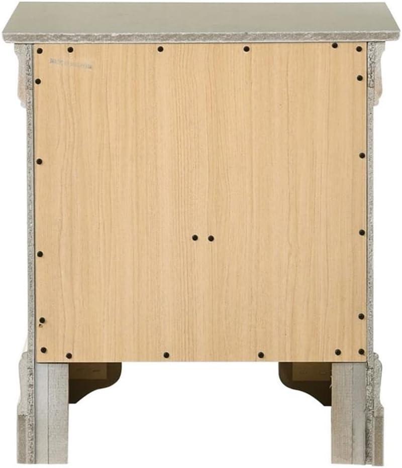 Glory Furniture Louis Phillipe 2 Drawer Nightstand in Silver Champagne