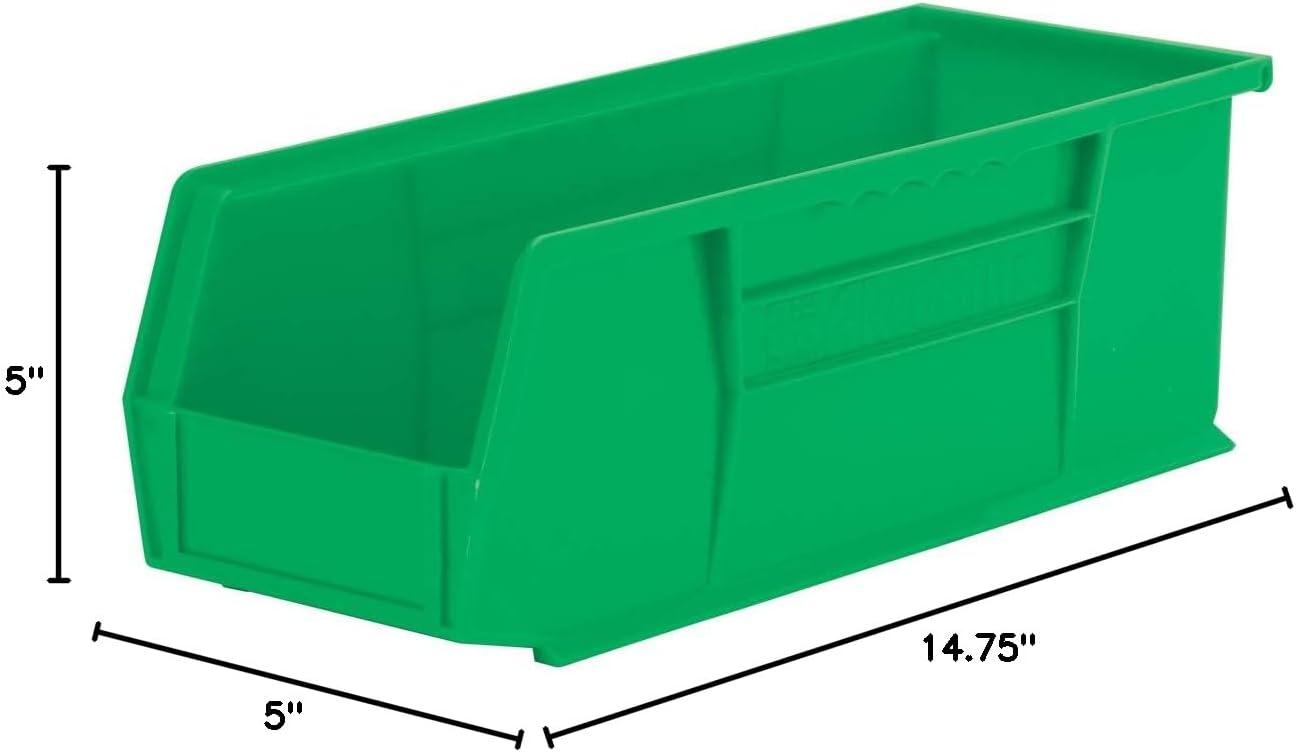 Green Stackable Plastic Storage Bin, 15-Inch