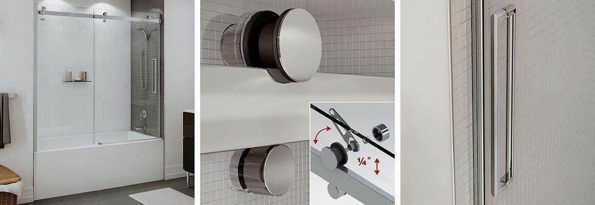 Halo 59 in. x 59 in. Frameless Sliding Tub Door in Chrome