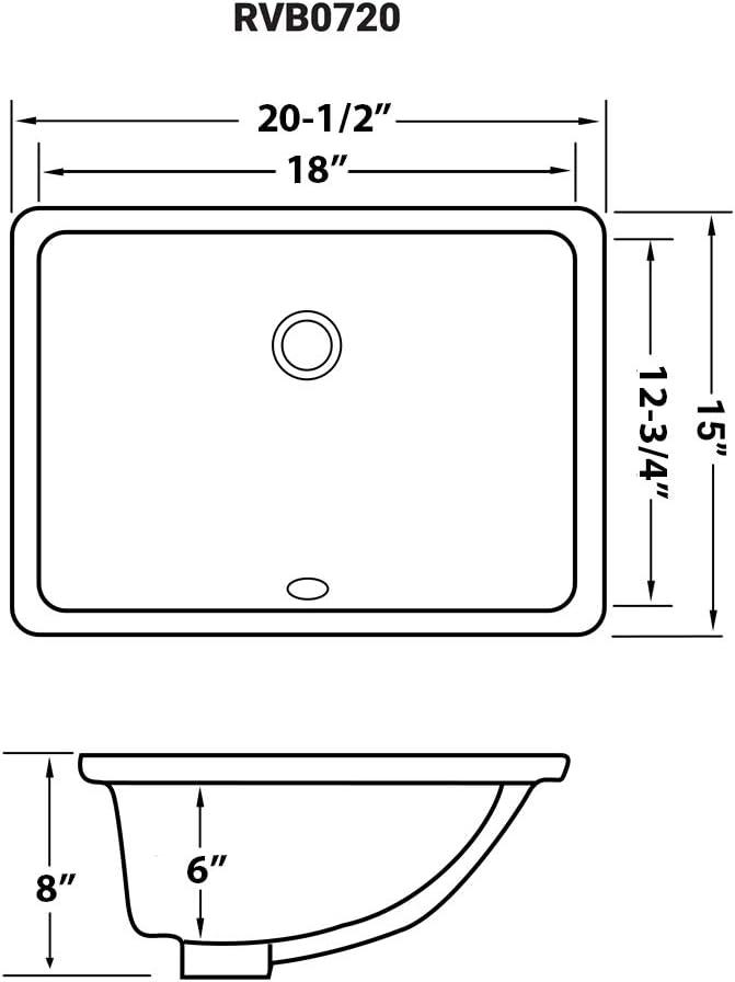 Ruvati Ruvati 18 x 13 inch Undermount Bathroom Sink White Rectangular Porcelain Ceramic with Overflow RVB0720