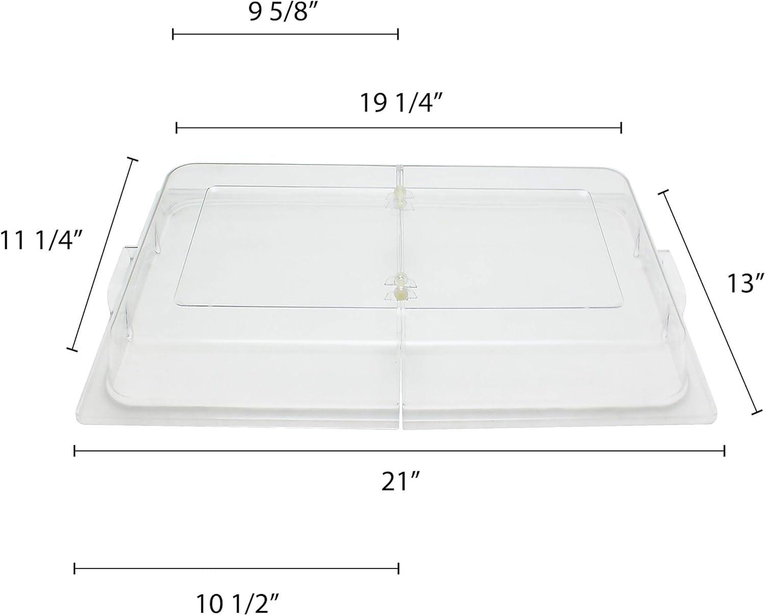 TrueCraftware- 21" x 13" x 3" Full Size Polycarbonate Hinged Dome Cover Opens on both ends Clear Color- Food Pan Cover Pastry Cover Display Cover Serving Platter Cover Clear Food Pan Cover
