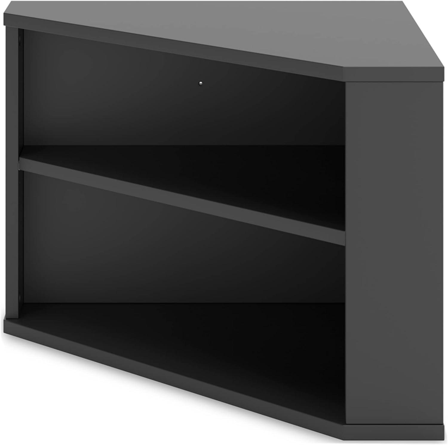 Black Adjustable Corner Bookcase with Open Shelves