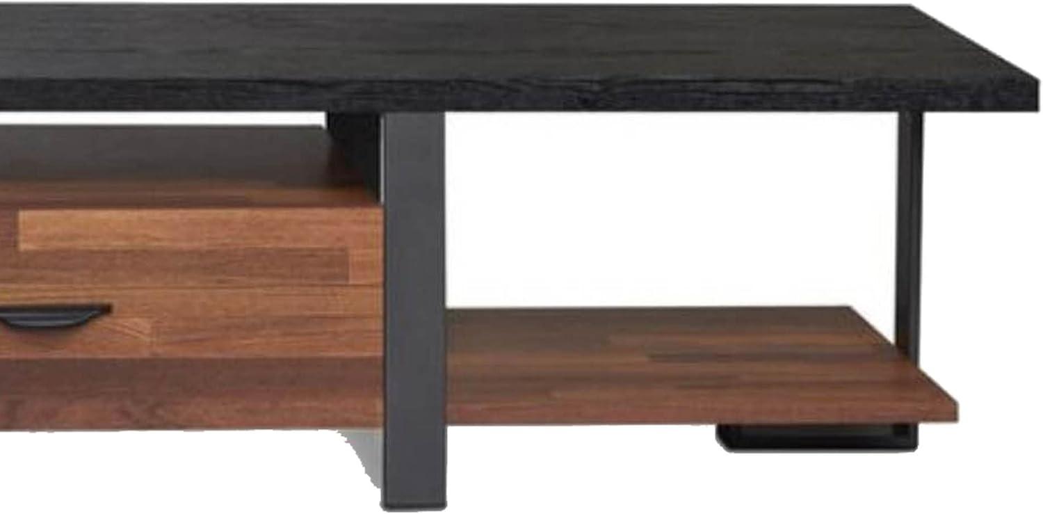Benjara 67.3" 2-drawer Transitional Metal and Solid Wood TV Stand in Black