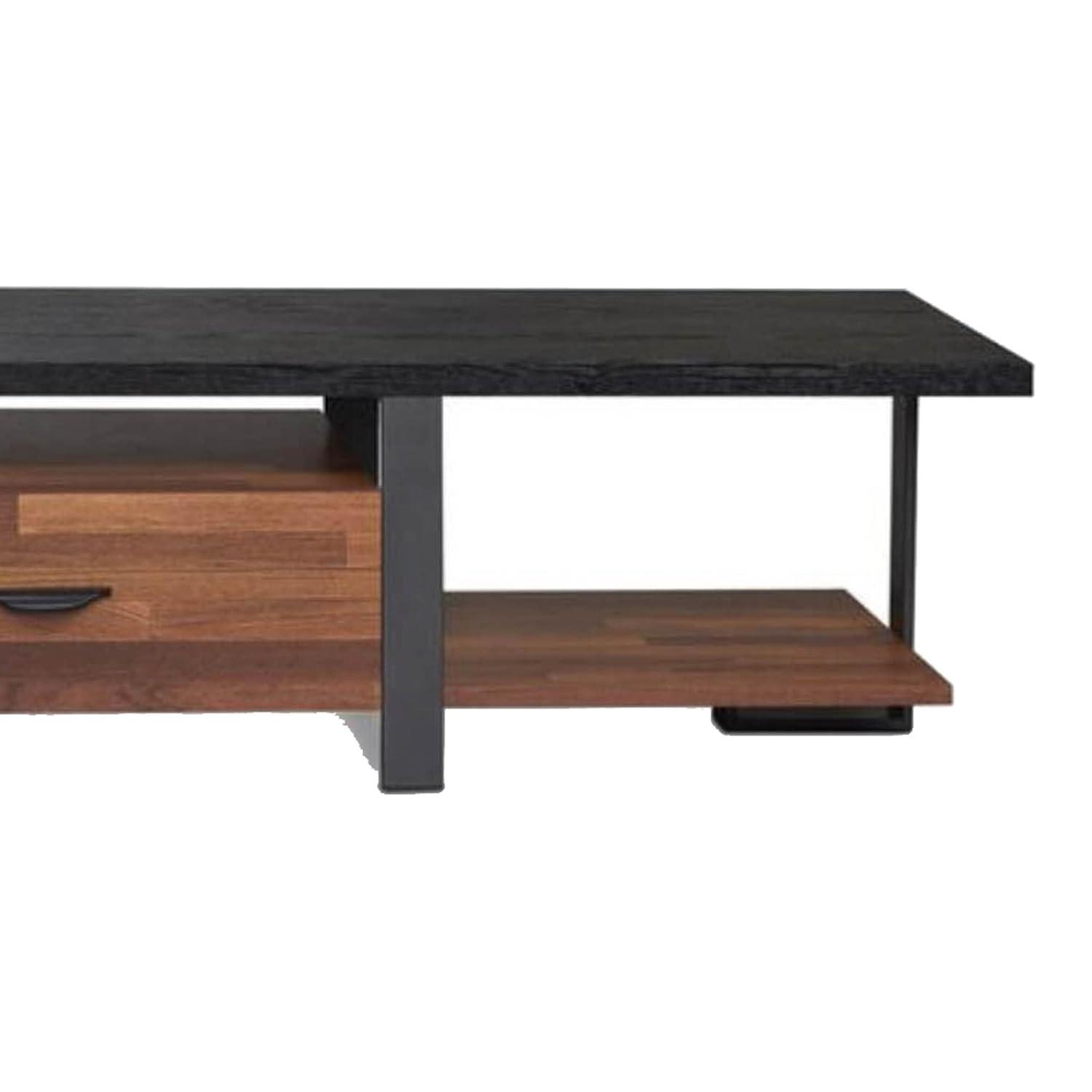 Benjara 67.3" 2-drawer Transitional Metal and Solid Wood TV Stand in Black