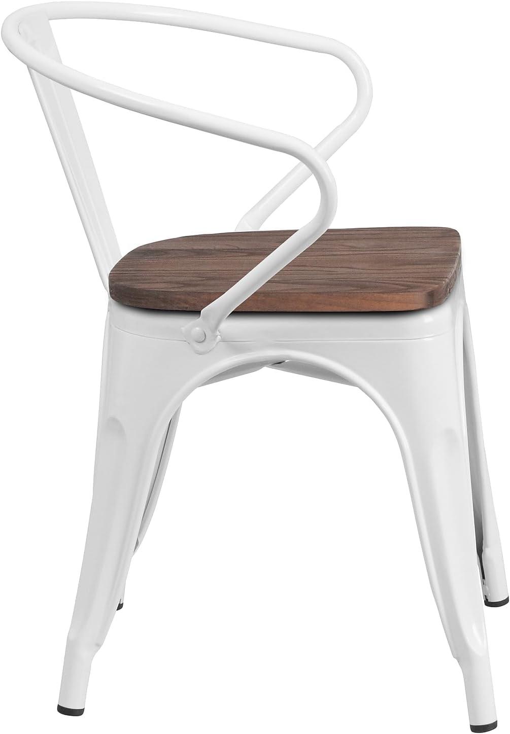 Flash Furniture Metal Chair with Wood Seat and Arms