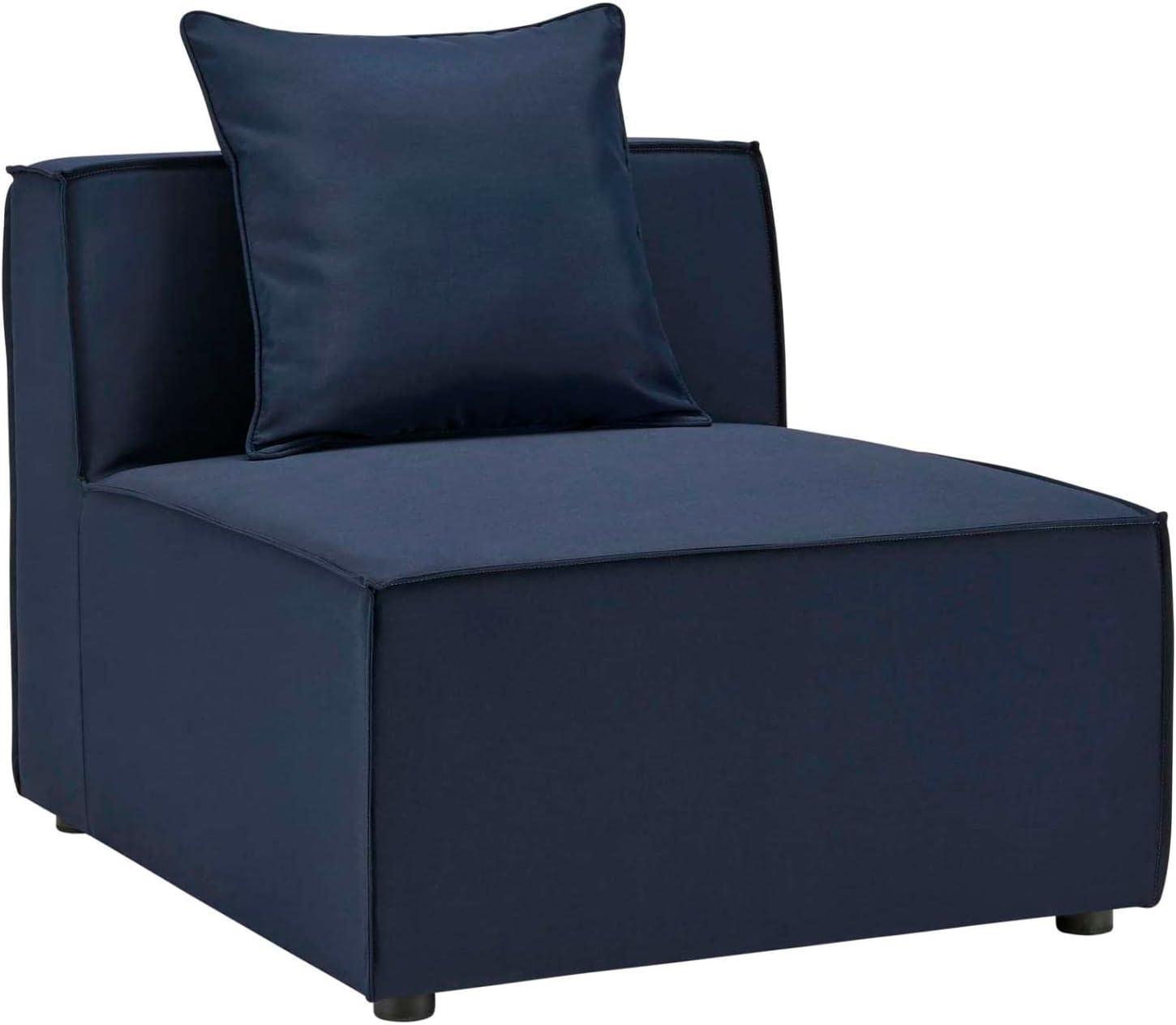 Navy Blue Fabric Upholstered Outdoor Armless Chair