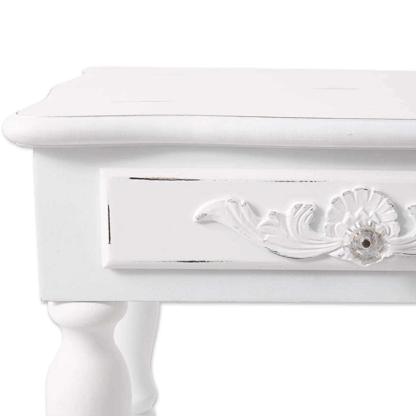 CintBllTer 34353 Carved White Side Table, Multicolor