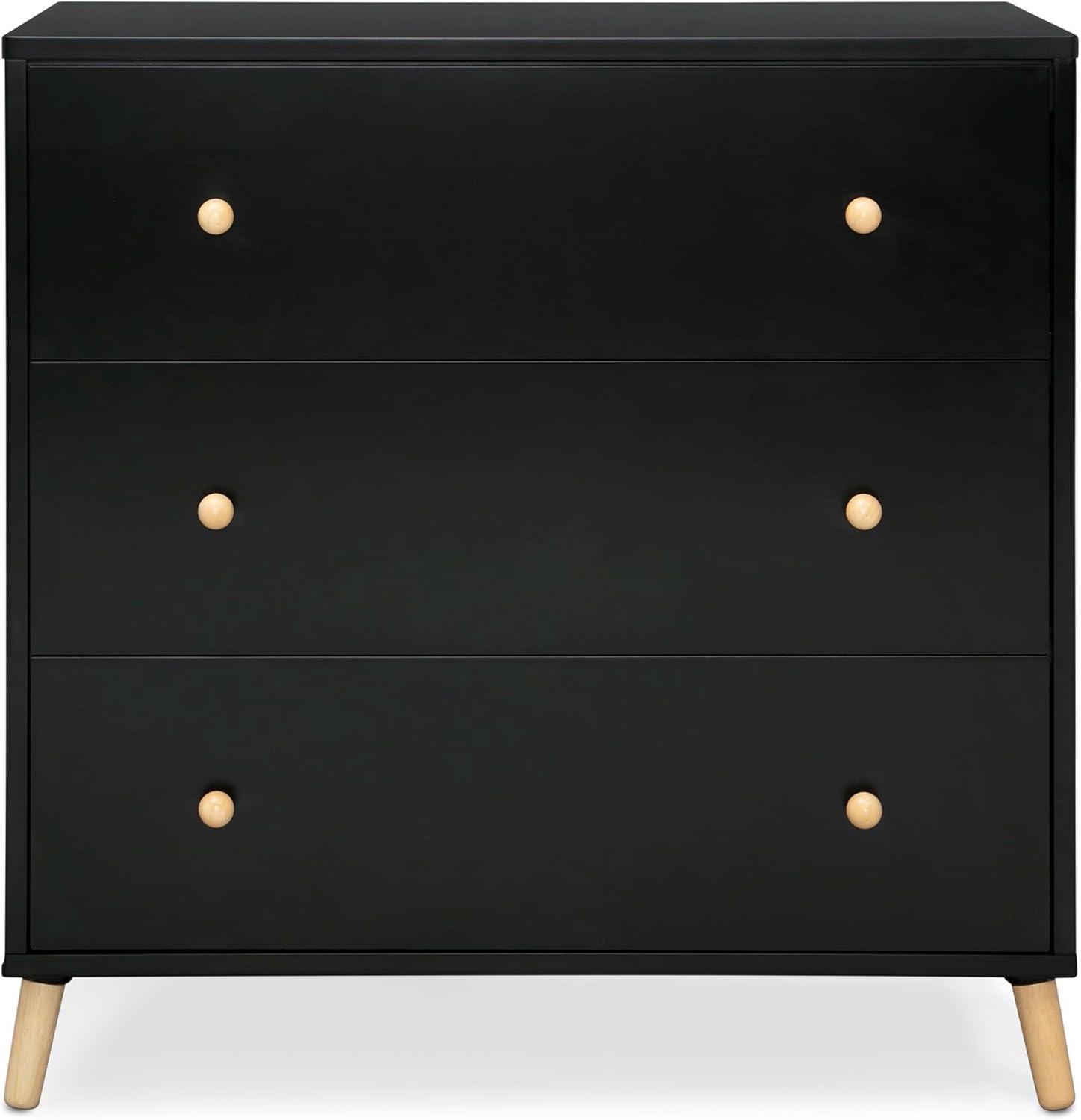 Delta Children Essex 3 Drawer Dresser with Interlocking Drawers - Greenguard Gold Certified, Ebony/Natural