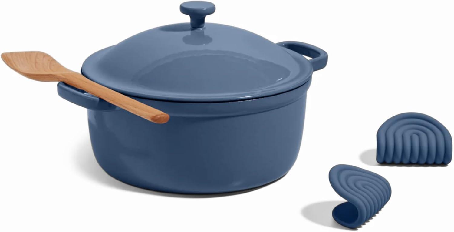 Our Place 5.5qt 10.5" Cast Iron Perfect Pot - Spice: Cookware, Enamel, Hand Wash, Non-Induction, Gas, Electric Compatible