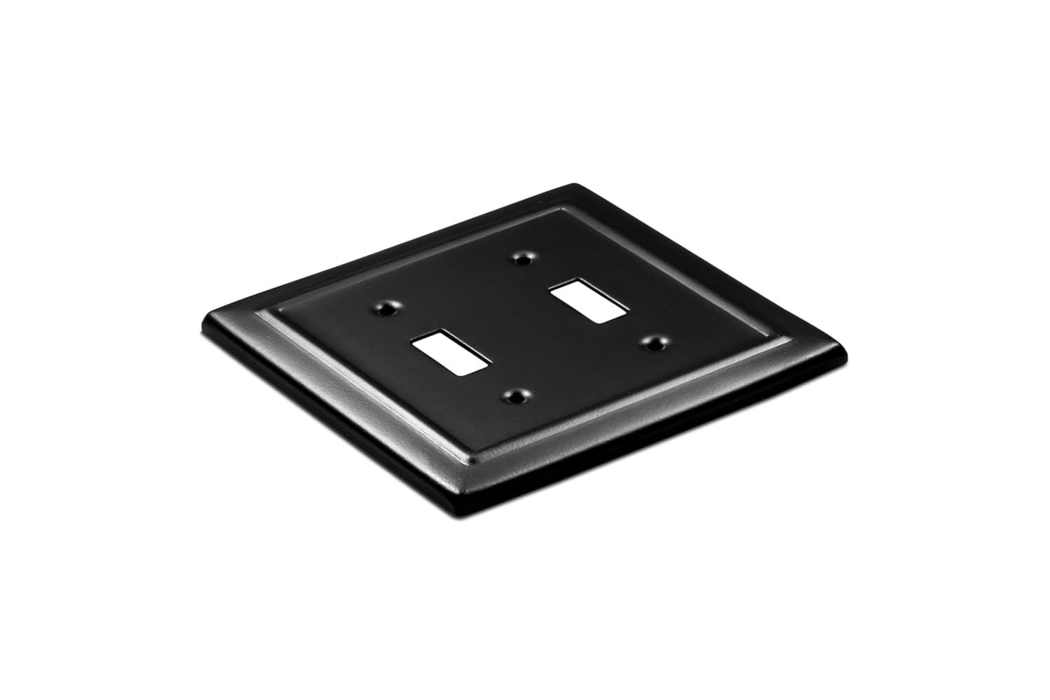 Matte Black Architectural Aluminum 2-Gang Toggle Wall Plate Set