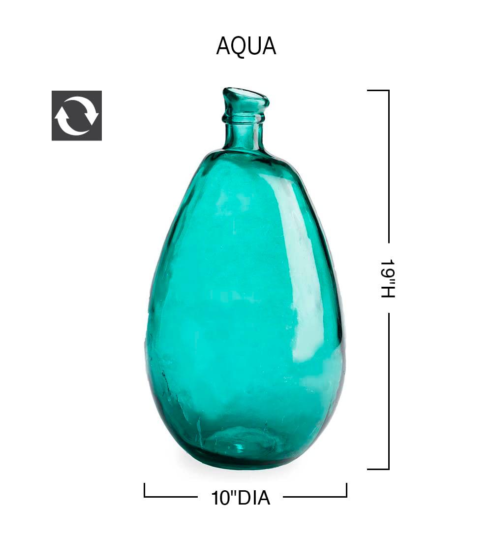 VivaTerra Recycled Tall Glass Balloon Vase – Handblown Glass Vases for Centerpieces – Unique Organic Shape in a Delicate Aqua Color – Sustainable and Unique Home Decor (19" H x 10" Dia.)