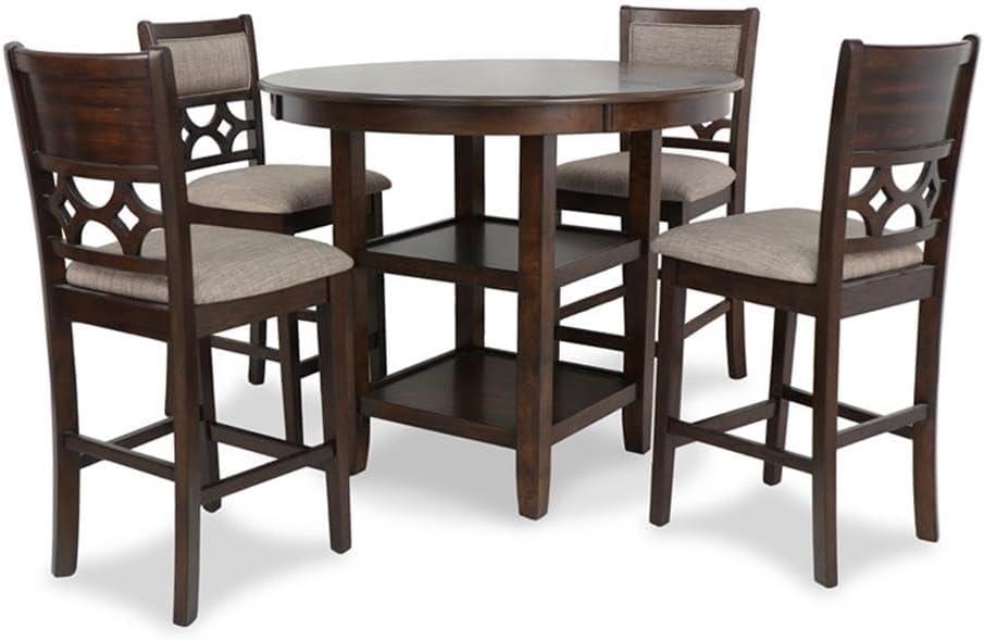 New Classic Furniture Mitchell 5-Piece Transitional Wood Counter Set in Cherry